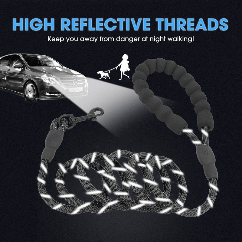 BAAPET 2/4/5/6 FT Dog Leash with Comfortable Padded Handle and Highly Reflective Threads for Small Medium and Large Dogs (5FT-1/3'', Black) - Image 4